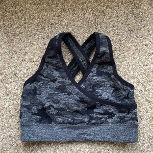 Gymshark Black and Gray Camo Sports Bra